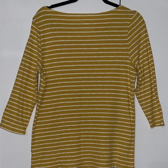 Time and Tru Yellow and White Striped Long Sleeve Top - Picture 4 of 5